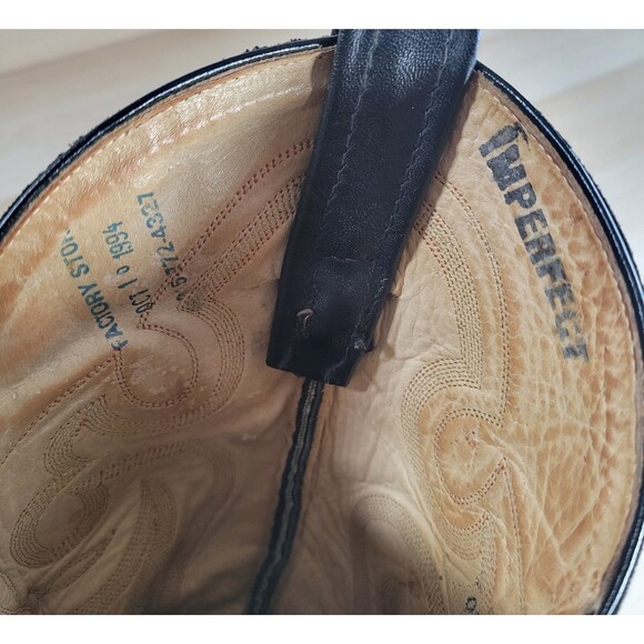 Tony Lama Leather Lizard Cowboy Boots Mens Size 9 D El Paso Black Red 8853 Vtg - Picture 10 of 13